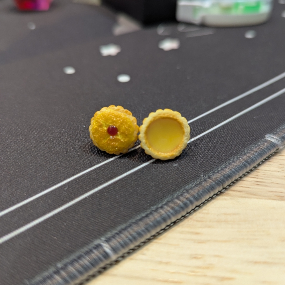 Clay egg tart and po tart studs
